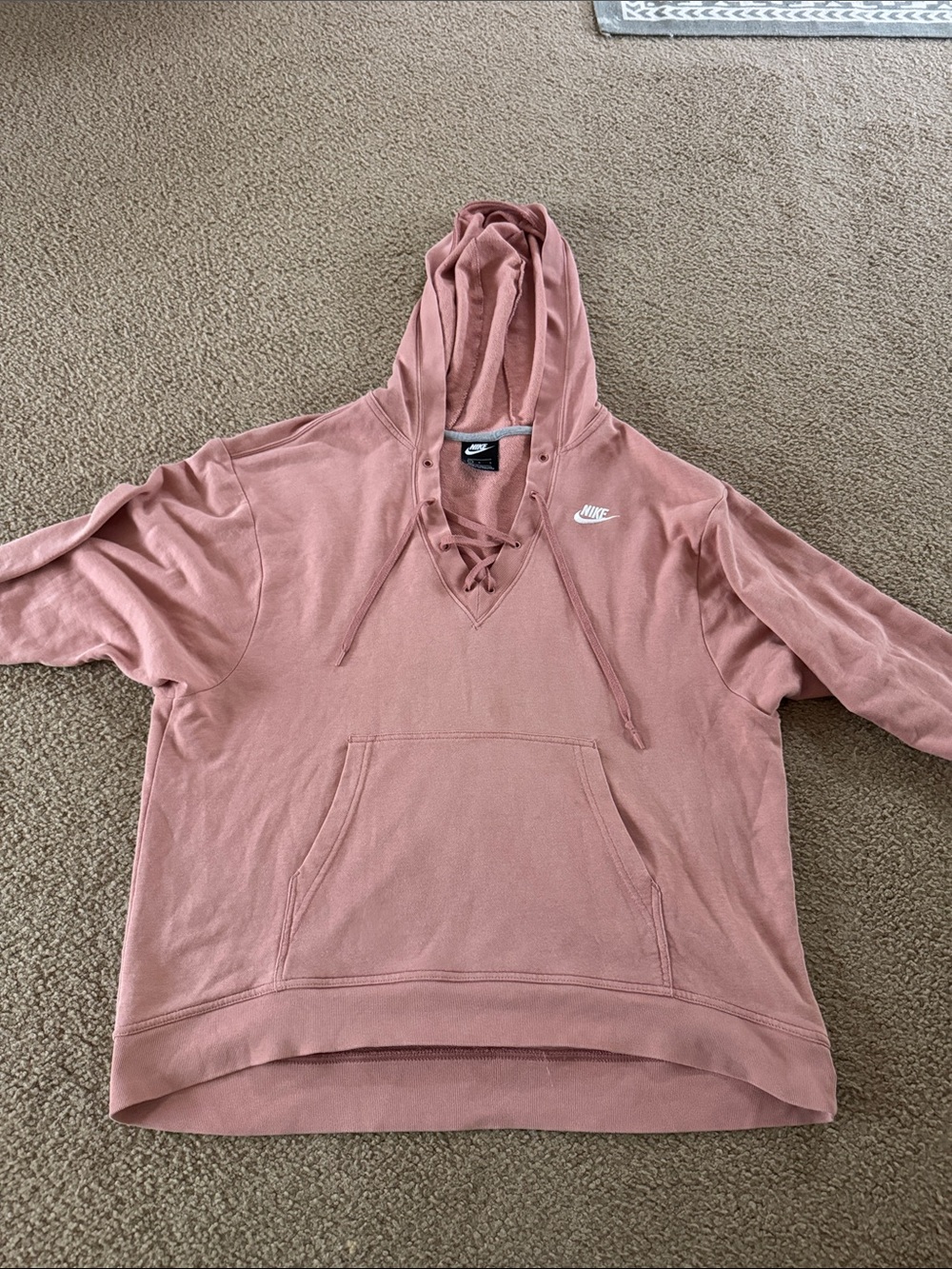 Nike Women's Rose Dust Pullover Lace-Up Hoodie